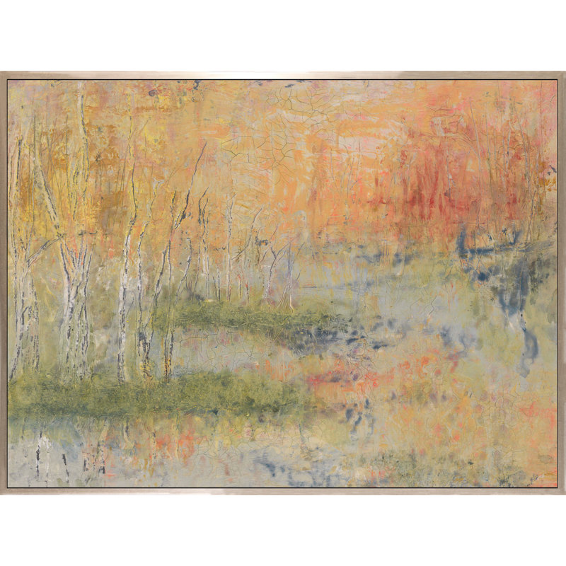 Fall Forest Painting, Silver Framed