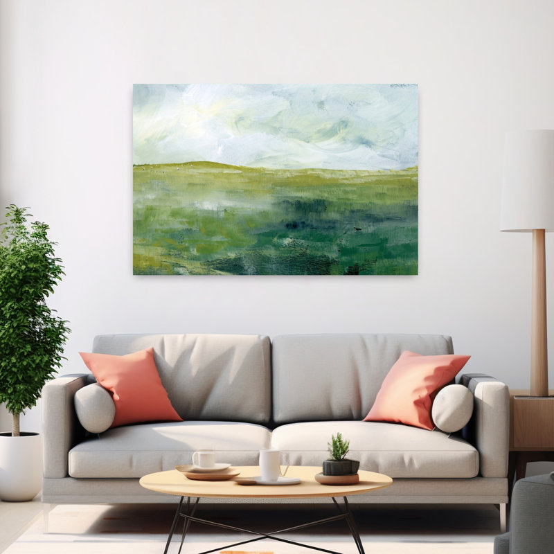Art contemporain de paysage abstrait grand ouvert, H 60 po x l 40 po