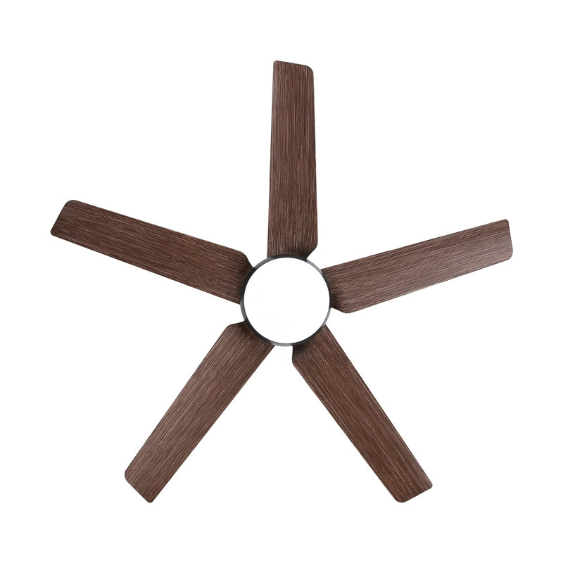 Ventilateur de plafond à DEL intégré 48 po avec lame en ABS, Noir mat, Brun