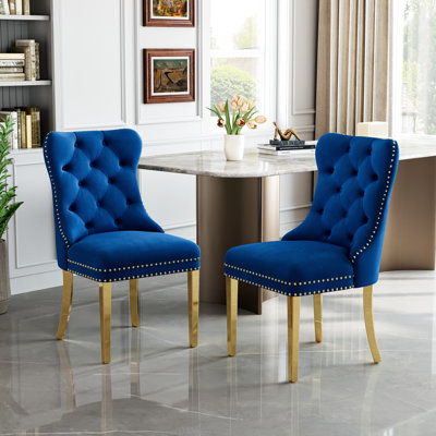 19" Tufted Velvet Upholstered Wingback Dining Chair (Set Of 6)