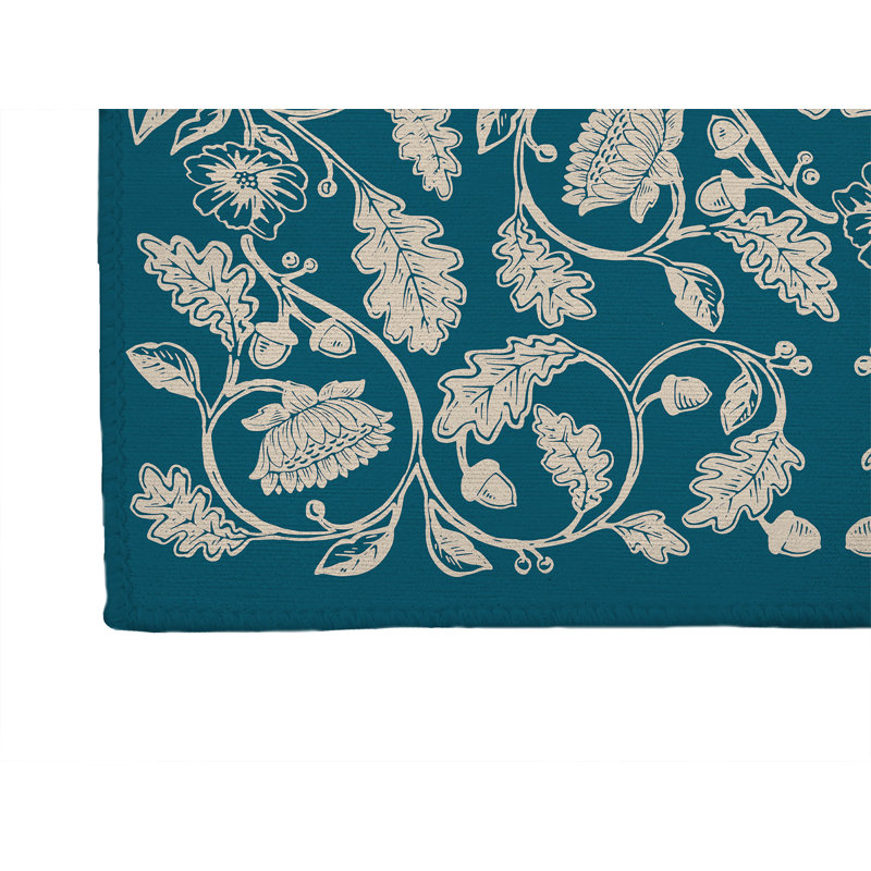 Tapis de lessive léger antidérapant Autumn Vines, 61 "L x 6.5 "H, Floral lagon bleu