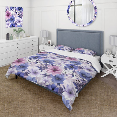 Exquisite Purple Beauty Floral Pattern Floral Duvet Cover