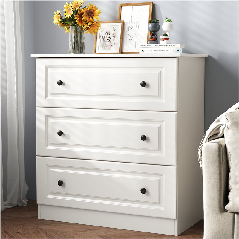 Commode 3 tiroirs l 29,5 po, Blanc