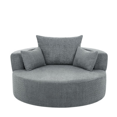 360 Swivel Fascinating Office Chair, Deep 39.4" Seat, Fine Chenille, Removable Pillows, Design For Fascination, Grey Enchanting Lounge Roomy Contemporary Enchantment,