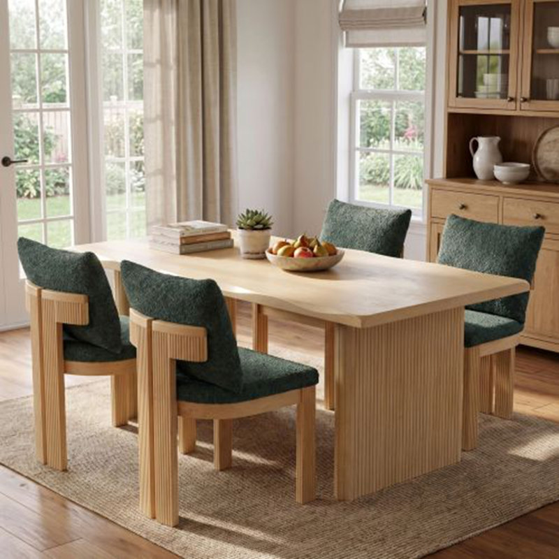 Ensemble de salle à manger 5 pièces 5 pièces, table de salle à manger en MDF 68,75 po et 4 chaises en bois d'hévéa