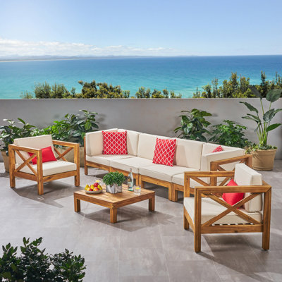 Raymo Acacia 6 - Person Patio Conversation Set with Cushions