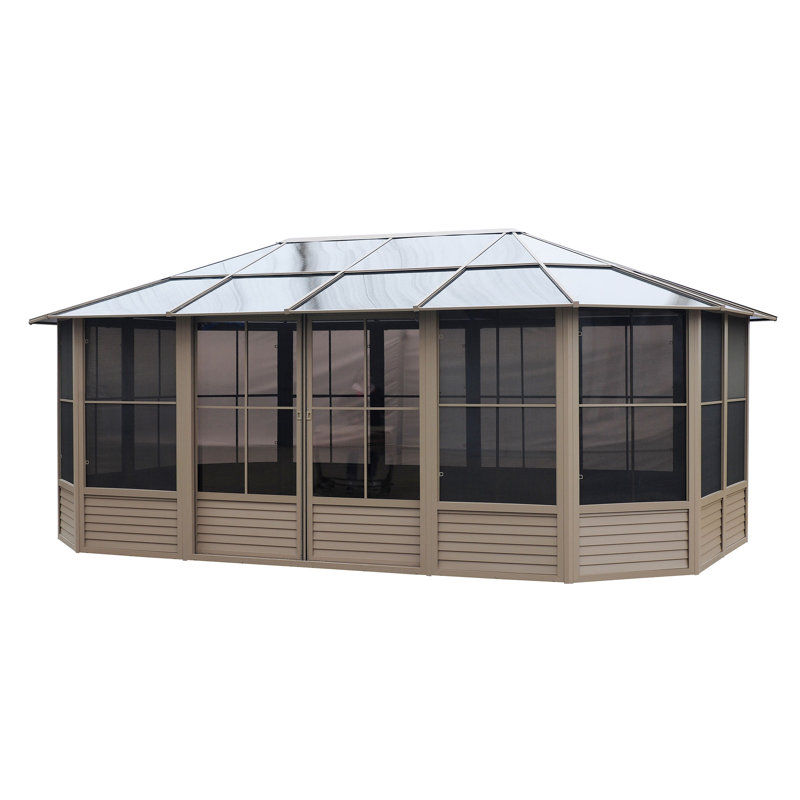 Gazebo Penguin Florence Solarium 12 Ft X 18 Ft Polycarbonate Roof In Sand, Beige, 18 Ft. W x 12 Ft. D