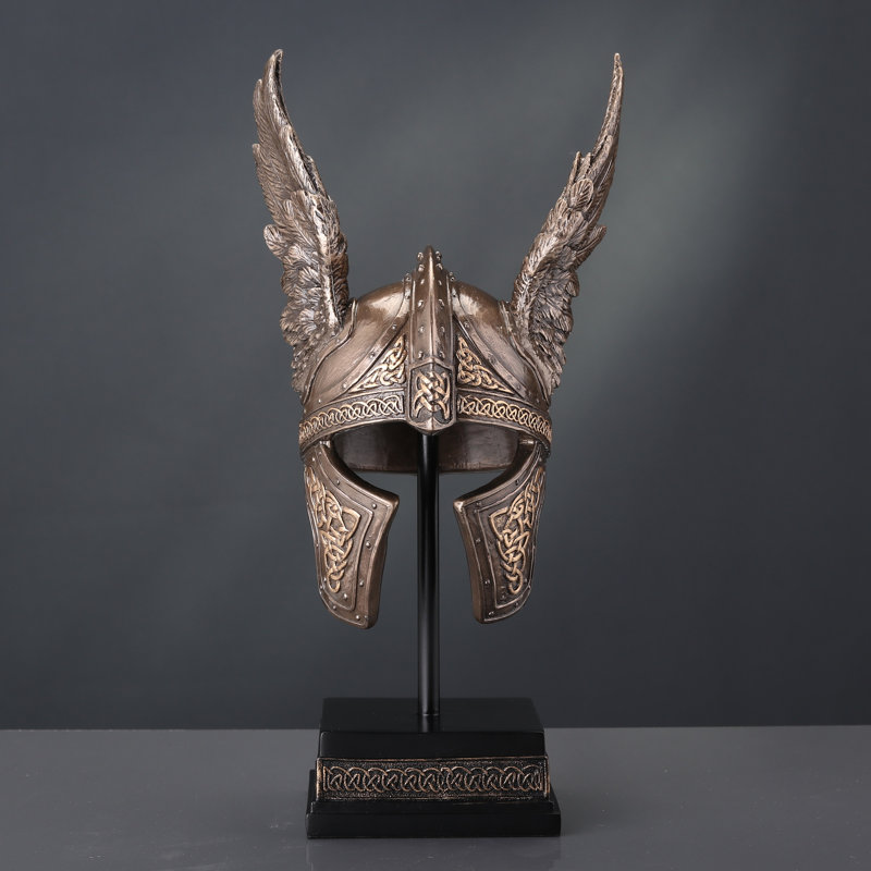 9.45 inches Height Cold Cast Bronze  Norse Winged Helmet of Odin Bronze Finish Figurine
