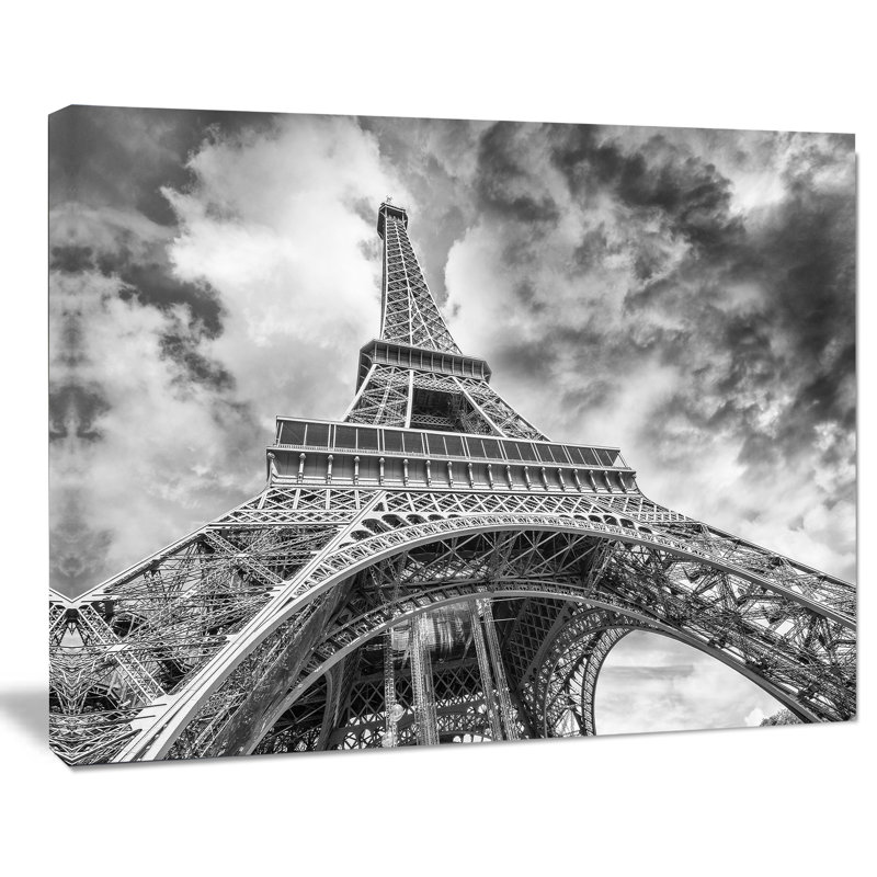 Black and White Paris Eiffel Tower Canvas Print, 12" x 20"
