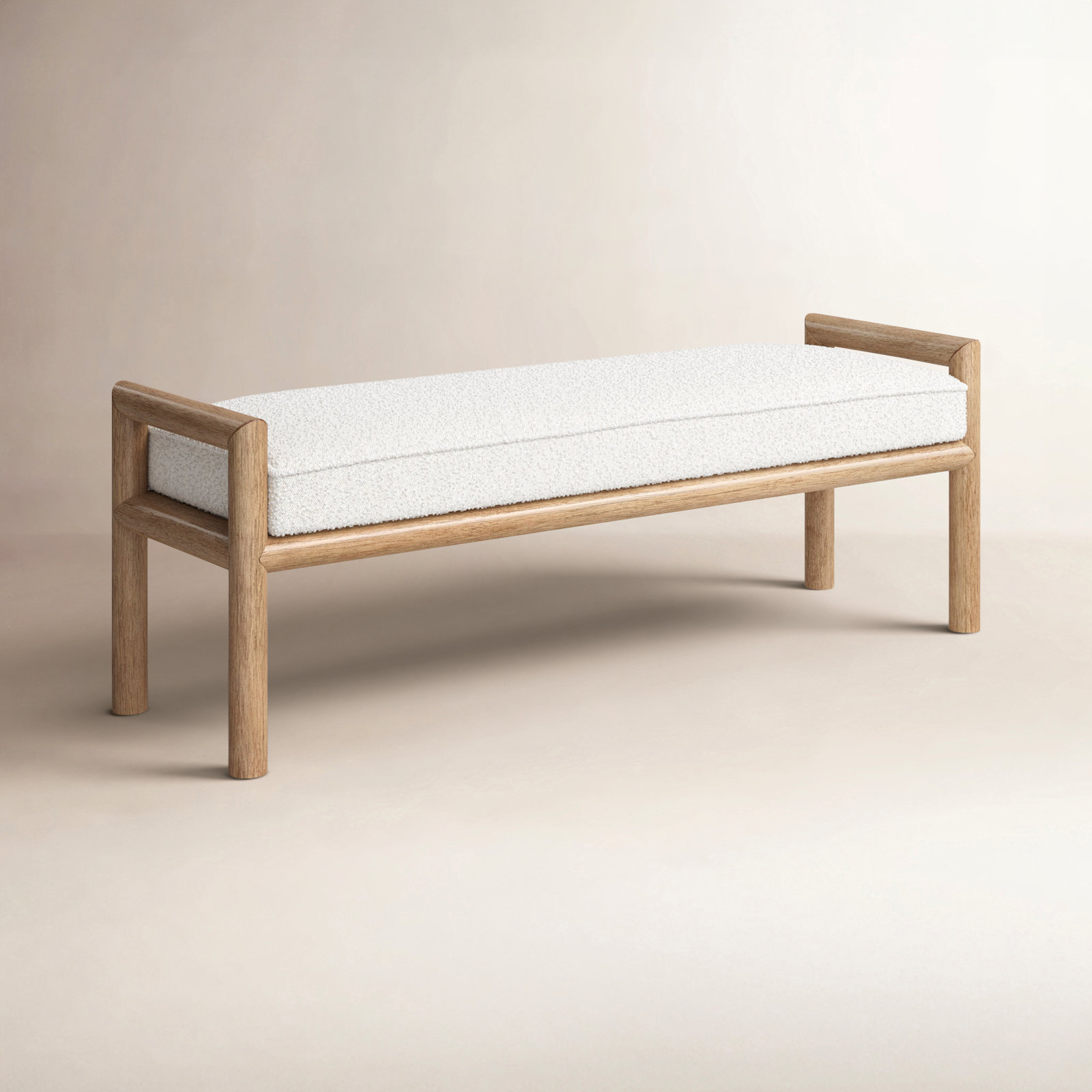 Colleen 60" Acacia Wood Bench, Natural, White