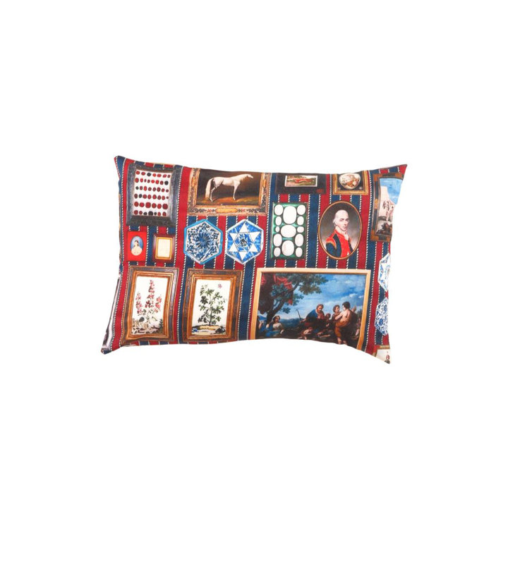 Pure Silk Lumbar Rectangular Pillow Cover & Insert, Blue/Brown/White/Red