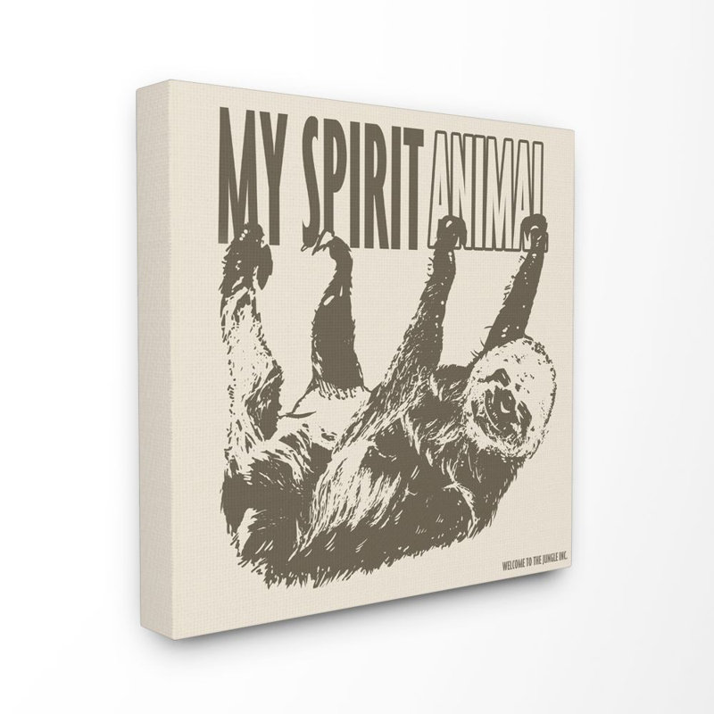 « amusant word sloth rites animal design », impression sur toile, Toile tendue, H 17 po x l 17 po x P 1,5 po