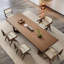 Table de salle à manger rectangulaire en bois massif brun-1334317860
