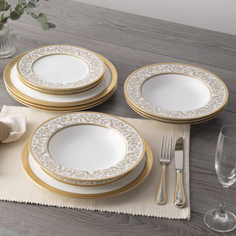 Noritake Summit 12-Piece Dinnerware Set, Service For 4, Gold