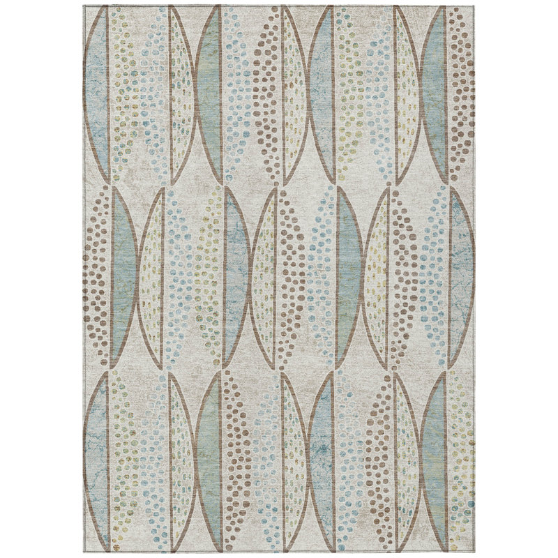 Machine Washable Indoor/Outdoor Chantille ACN2711 Casual Rug, 3' x 5', Ivory