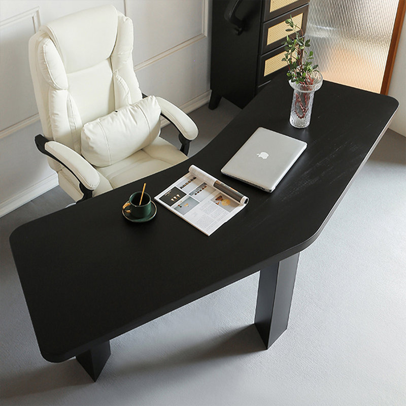 Bureau en bois massif noir courbé, H 29,53 po x l 94,49 po x P 35,43 po