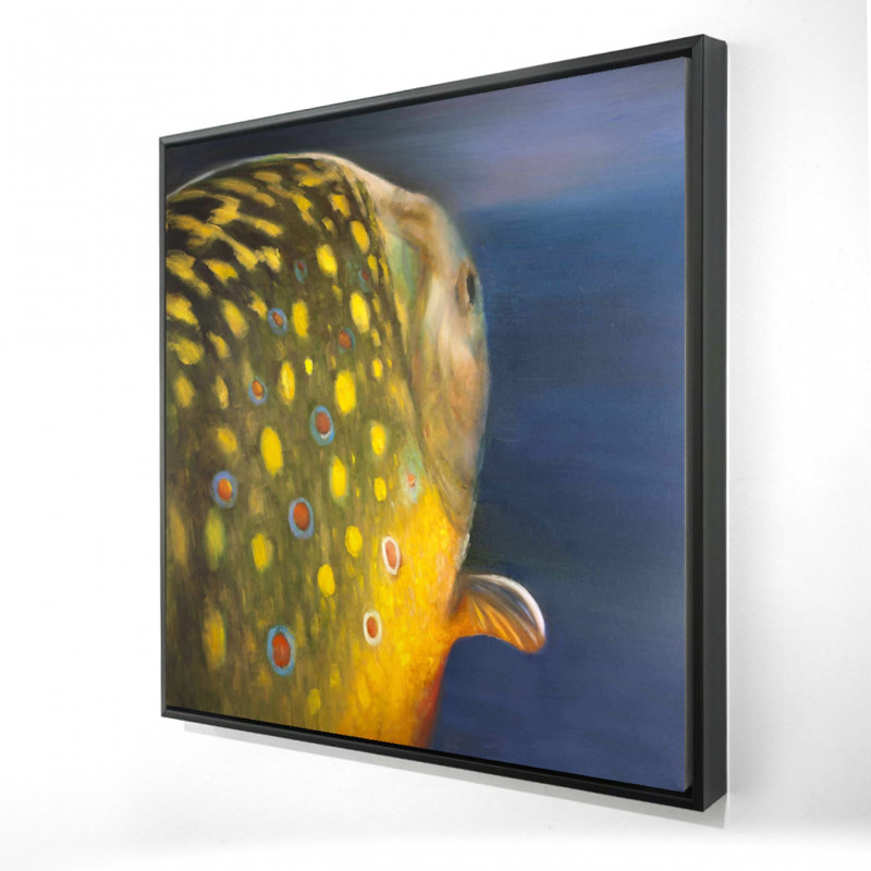 «Golden Trout Fish» - Toile encadrée bleue avec animaux aquatiques