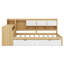 Lit de jour avec tiroirs de rangement et bibliothèque, lit d'angle avec bureau et tablettes, lit en forme de L multifonctionnel avec tête de lit convertible-1474832328-1474832330