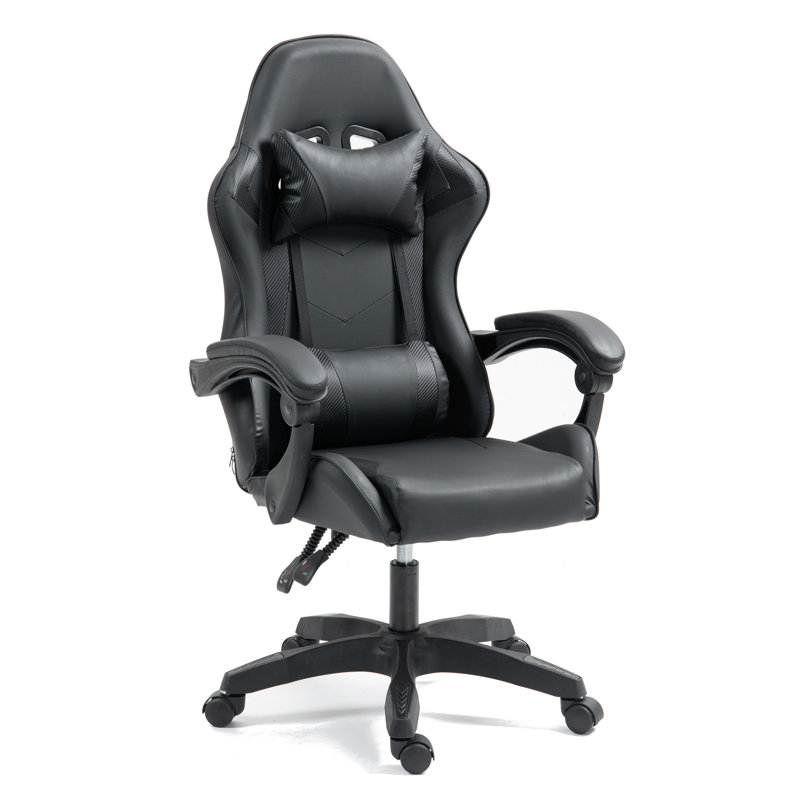 Inbox Zero Adjustable Reclining Ergonomic Swiveling PC & Racing Game Chair, Black
