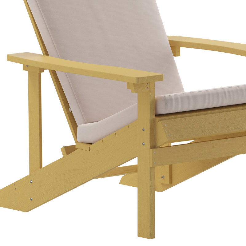 Chaises Adirondack en résine de polyuréthane avec coussins Rangins, Jaune / crème