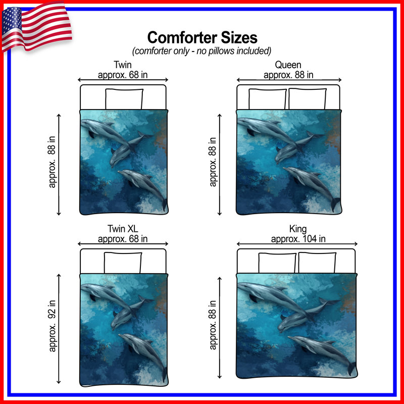 Dolphins In Ocean Comforter, King