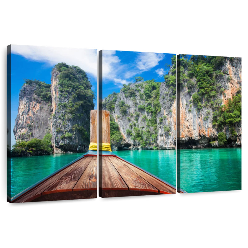 Mehar en bateau à l'île de Krabi, H 24 po x l 38 po