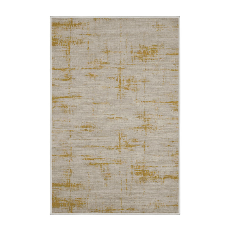 Tapis beige lavable à la machine, Rectangulaire 3 pi x 5 pi