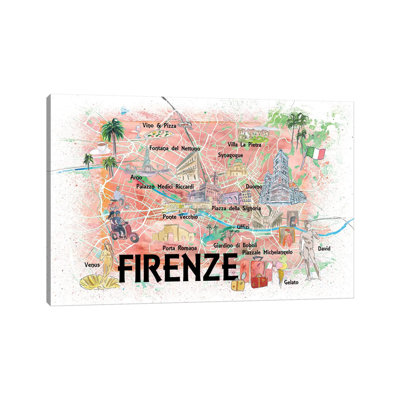 " Florence Italy Illustrated Map With Roads Landmarks And Highlights " by Markus & Martina Bleichner