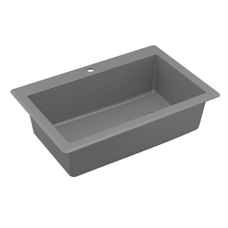 Karran Drop-in Quartz Composite 33'' X 22'' 1-Hole Single Bowl Kitchen Sink, Gray