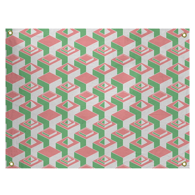 Jordao Machine Tapestry - Rod Included, 59" H x 80" W, Red/Green