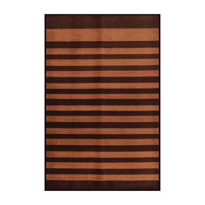 Tapis noir à rayures horizontales lavable à la machine, Rectangulaire 3 pi x 5 pi