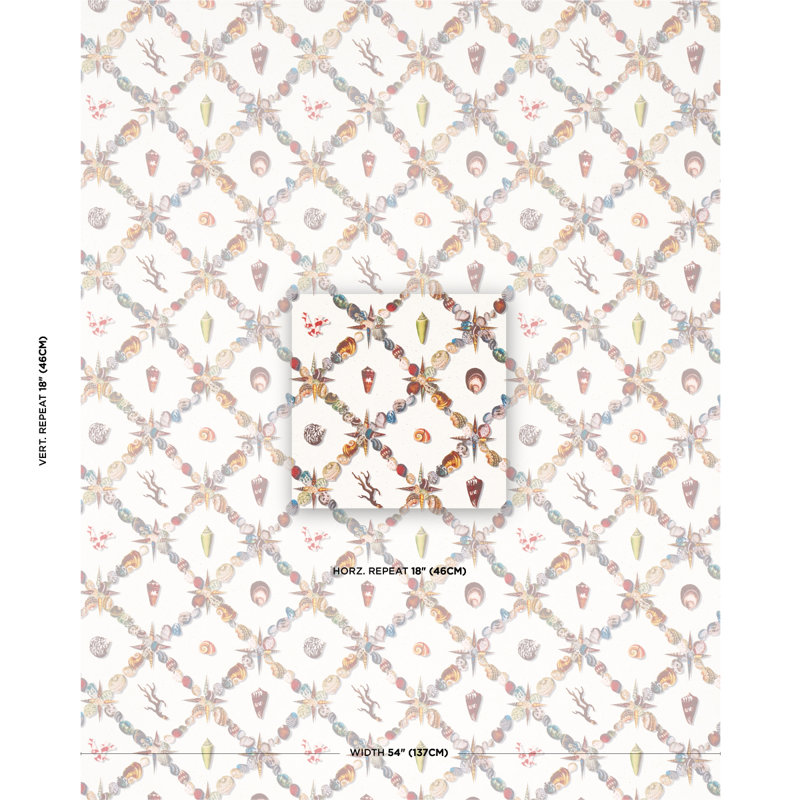 Papier peint treillis Schumacher x Charlap Hyman & Herrero / Pilar Almon Grotto, Grisaille