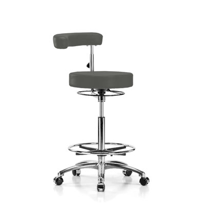 Adjustable Height Lab Stool with Footrest and Removable Casters/Wheels