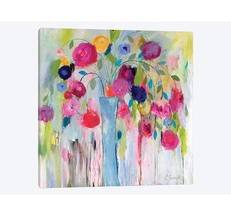 « joie de vivre », impression sur toile, H 12 po x l 12 po x P 1,5 po, Toile tendue, Pas de tapis