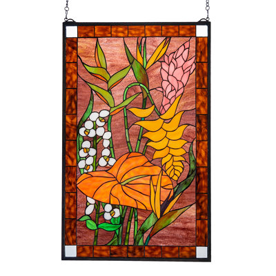 Vitrail à fleurs tropicales l 20 po x H 32 po