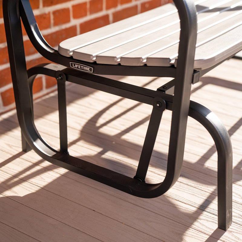 Gray Polyethylene and Steel Outdoor Glider Bench