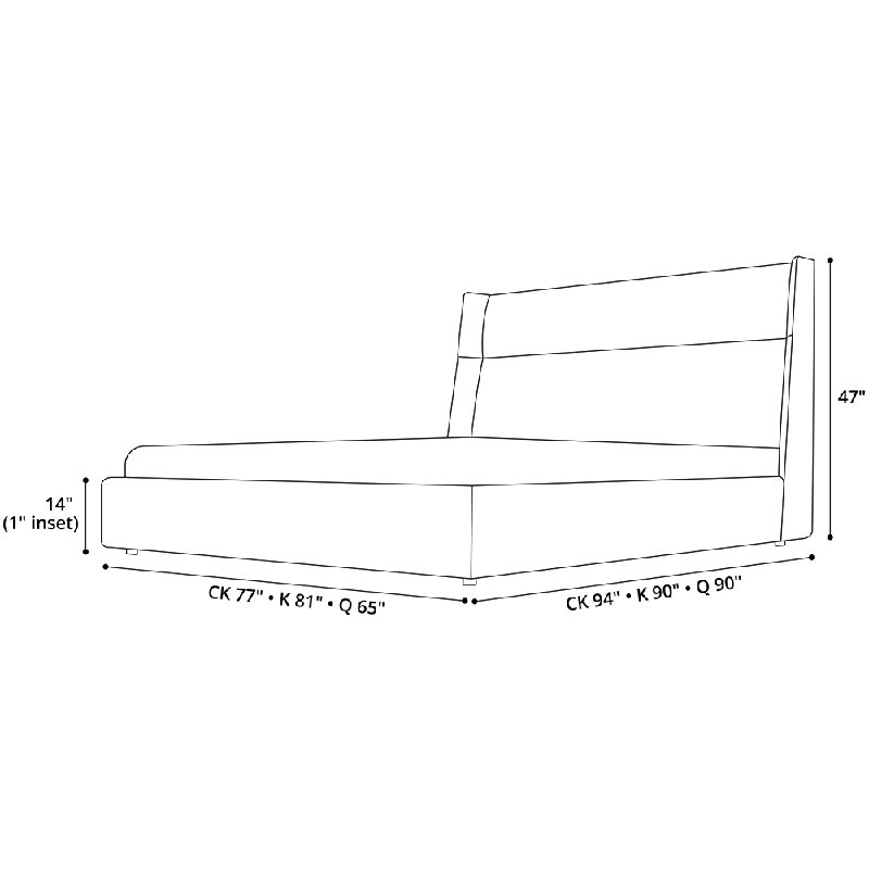 Bond Upholstered Bed, Gris, King