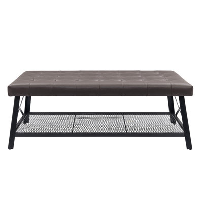 Tufted Faux Leather Like Upholstered Coffee Table