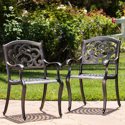 Ensemble de 2 chaises de salle à manger d'extérieur en aluminium coulé AUSTIN, élégantes et durables