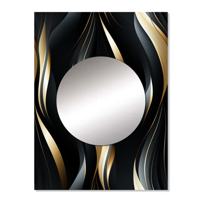 Deep Black And Gold Elegance - Abstract Mirror Wall Decor MTMIR127439