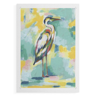 Bright Heron Fresco I - Impression sur toile seulement - NON-CADRE