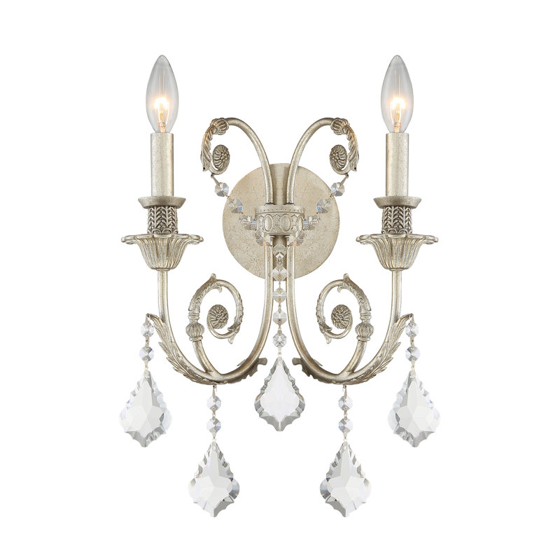 Markenfield 2 - Light Dimmable Candle Wall Light, Clear Majestic Wood Polished, Olde Silver