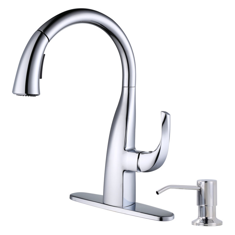 WOWOW Kitchen Faucet with Soap Dispenser, Chrome