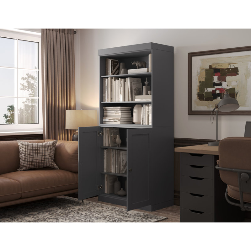 Bibliothèque à 6 tablettes en bois massif Palace Imports, Gris