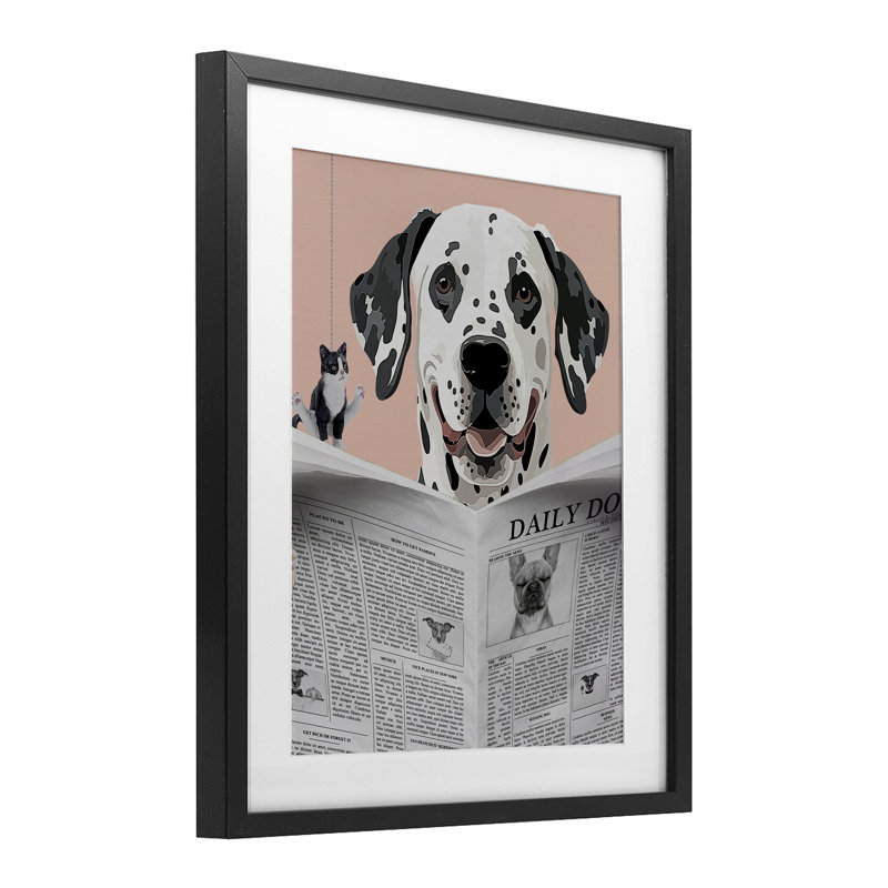Impression sous-verre Dalmatian, Cadre noir minuit, H 16 po x l 13 po