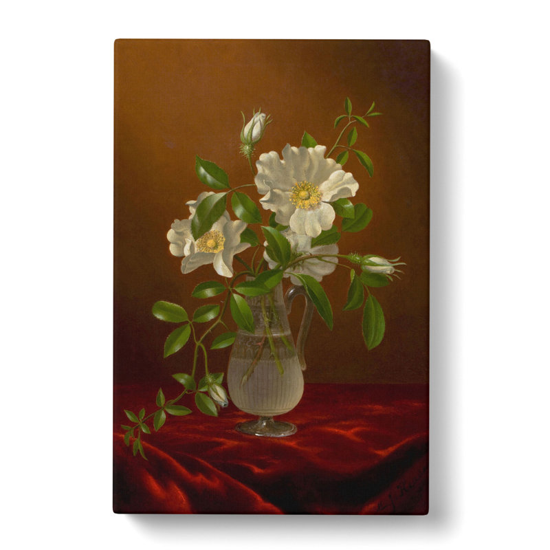 Cherokee Roses In A Vase by Martin Johnson Heade - Wrapped Canvas Painting, 60cm H x 40cm W x 3cm D