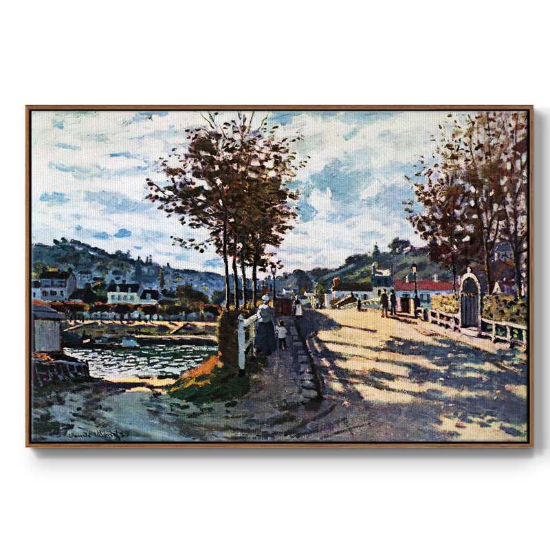 "La seine à Bougival", reproduction d'art par Claude Monet, H 27 po x l 41 po x P 2 po, Noyer