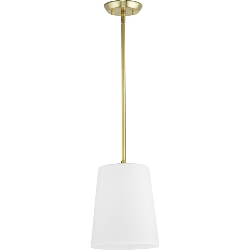 Luminaire suspendu cylindrique à 1 lumière Rozenn, H 14,37 po x l 9 po x P 9 po, Laiton satiné