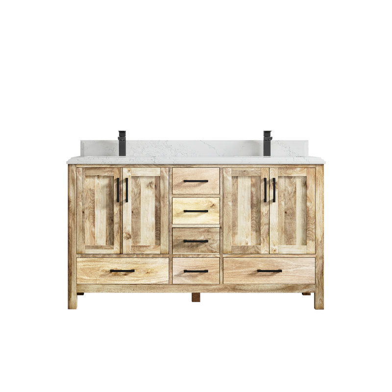Ensemble de meuble-lavabo double 60 po Malibu, Blanc délavé, Empira
