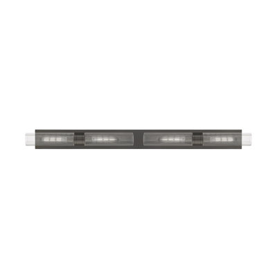 Éclairage pour meuble-lavabo 4 lumières 51 po Ballston - Maliyah - Finition laiton brossé - Abat-jour blanc rayé